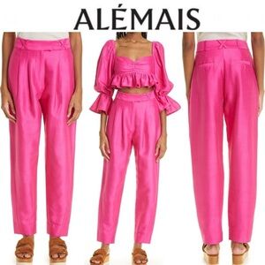 ALÉMAIS Blaire Cotton & Silk Pants in Pink sz US 2